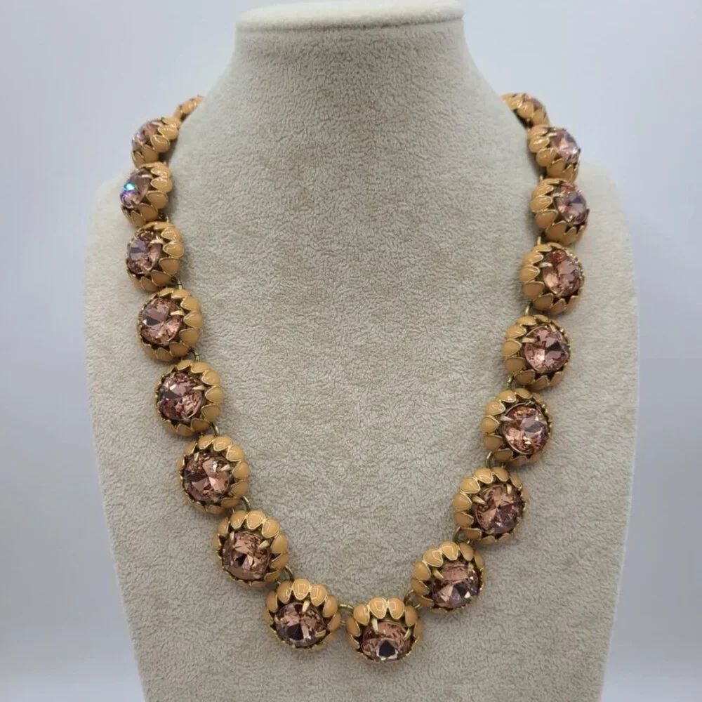 J Crew Pinkish Neutral Enamel with Citrine Colored Crystals Cupcake Necklace
